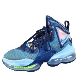 Nike LeBron 19 Boys Basketball Sneakers Size 3.5Y Dutch Blue Mesh HighTop